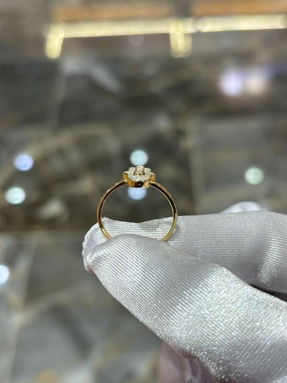 Hamsa Natural Diamond Ring 10K Solid Yellow Gold Hand Symbol 0.13CT Certified
