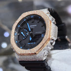 Casio G-Shock S2100  Iced Out Natural Diamond Watch 5CT | Black+ Blue MarkerDial