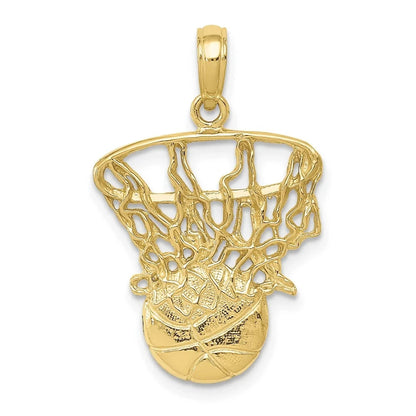 10K Yellow Gold Basketball Swoosh Net Pendant 1.36g Sports Gift Charm