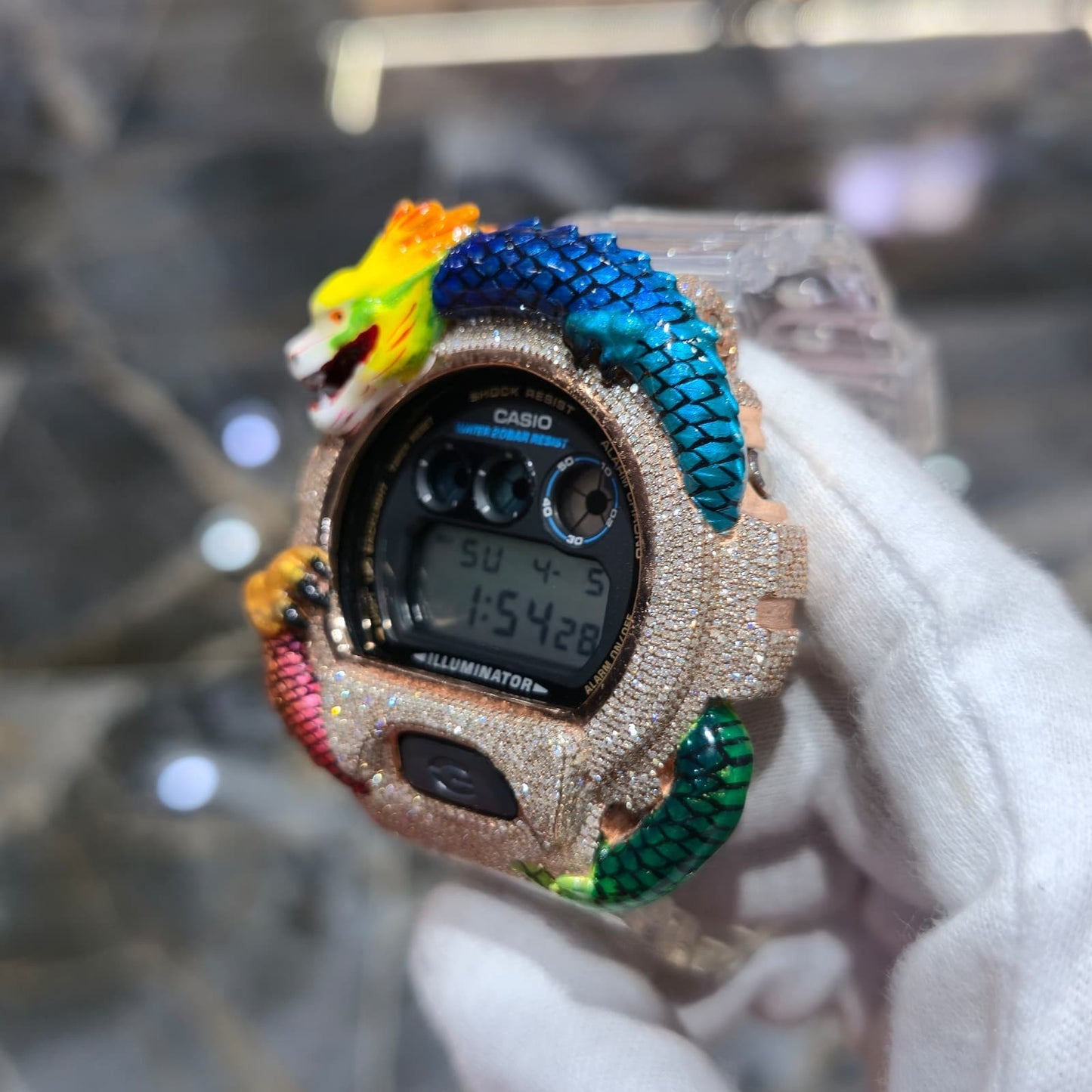 Casio G-Shock Dragon (Clear) 6900 Iced Out Diamond Watch 5 CTW