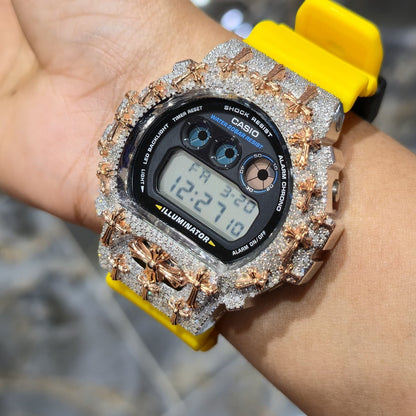 Authentic Diamond G-SHOCK DW6900TR Watch Cross Bezel | 5.00 CTW Natural Diamonds