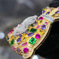 10K Gold Diamond Royal Money Bag Pendant 2.00ctw Multi-Color Gemstone 2 Inch