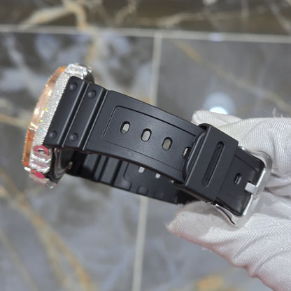 Casio G-Shock S2100  Iced Out Natural Diamond Watch 5CT | Black+ Blue MarkerDial