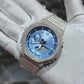 Casio G-Shock S2100  Iced Out Natural Diamond Watch 5CT | Blue Dial Clear Band