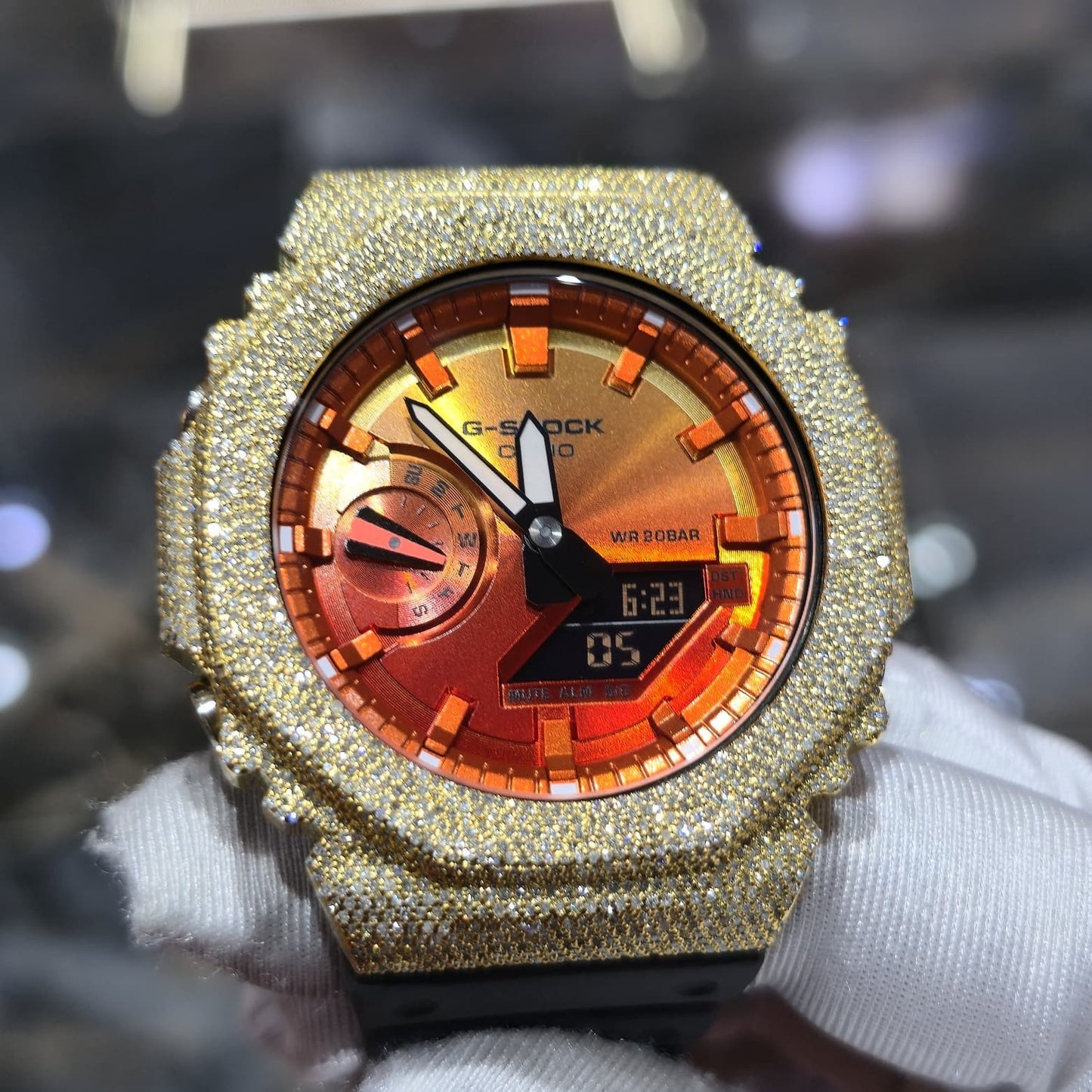 Casio G-Shock S2100  Iced Out Natural Diamond Watch 5CT | Inferno Dial