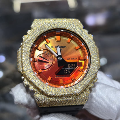 Casio G-Shock S2100  Iced Out Natural Diamond Watch 5CT | Inferno Dial