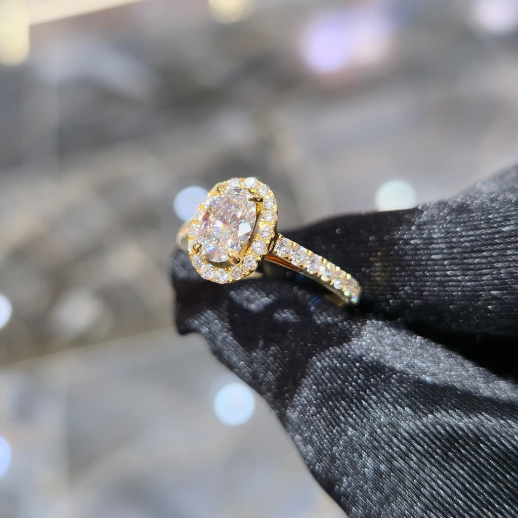 14K Yellow Gold Lab Grown Diamond Ring 1.00 ct Center Women Fine Jewellery