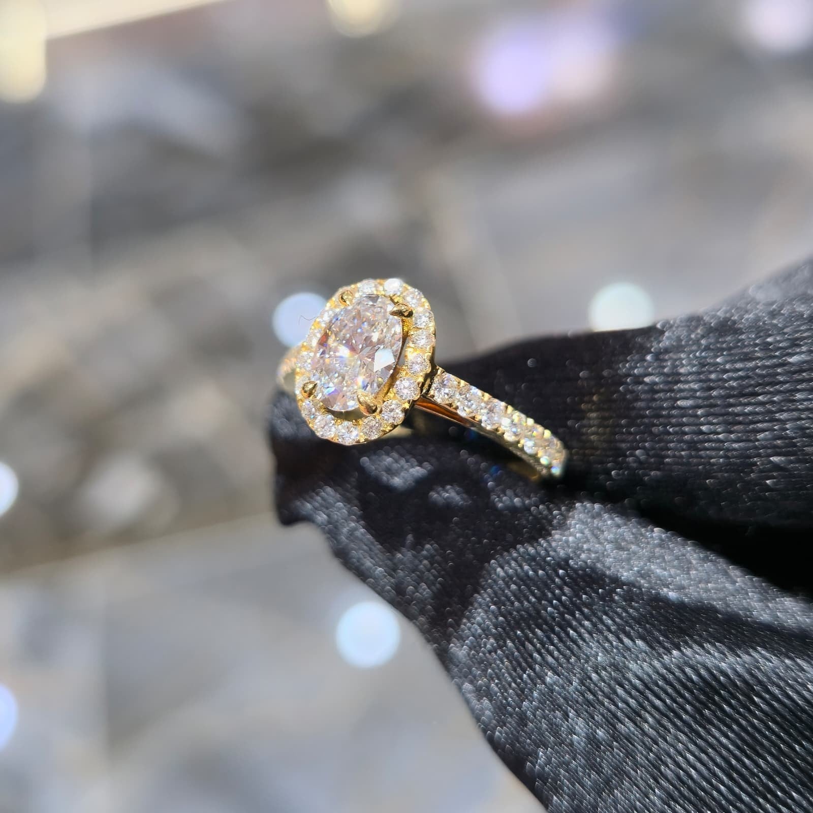 14K Yellow Gold Lab Grown Diamond Ring 1.00 ct Center Women Fine Jewellery