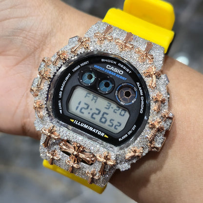 Authentic Diamond G-SHOCK DW6900TR Watch Cross Bezel | 5.00 CTW Natural Diamonds