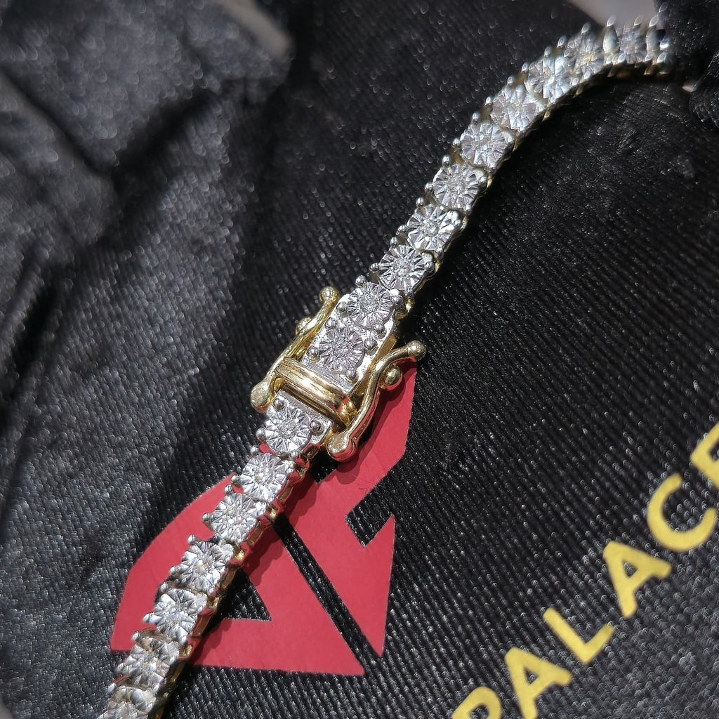 10K Yellow Gold Diamond Tennis Chain Necklace 3.3mm GH SI Men Women