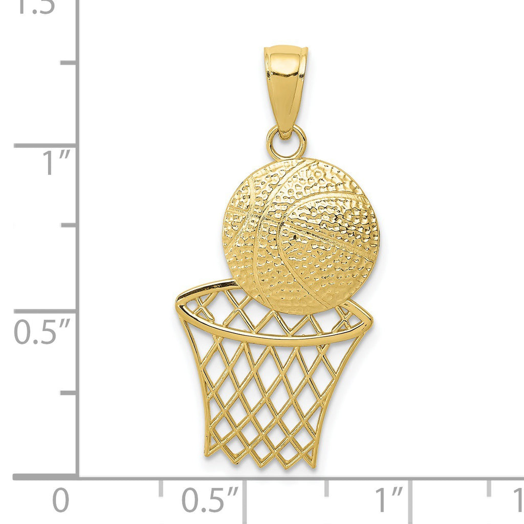 10K Solid Yellow Gold Basketball Hoop Pendant 1.2g Real Gold Charm