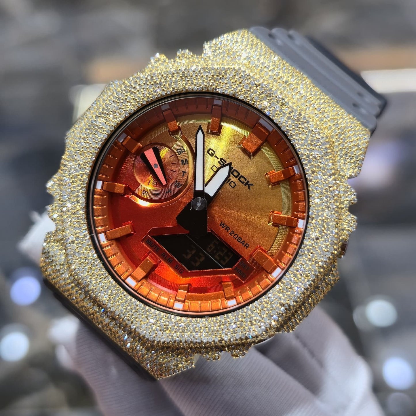 Casio G-Shock S2100  Iced Out Natural Diamond Watch 5CT | Inferno Dial