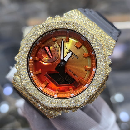 Casio G-Shock S2100  Iced Out Natural Diamond Watch 5CT | Inferno Dial