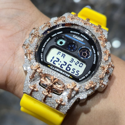 Authentic Diamond G-SHOCK DW6900TR Watch Cross Bezel | 5.00 CTW Natural Diamonds