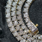 10K Yellow Gold Diamond Tennis Chain Necklace 3.3mm GH SI Men Women