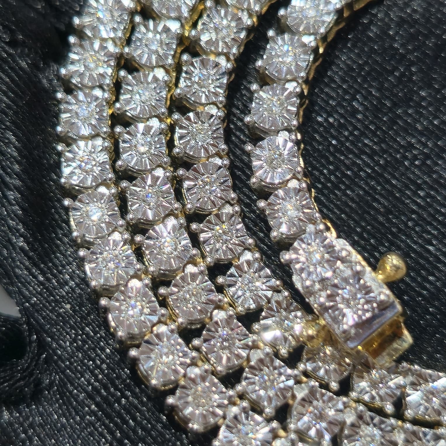 10K Yellow Gold Diamond Tennis Chain Necklace 3.3mm GH SI Men Women