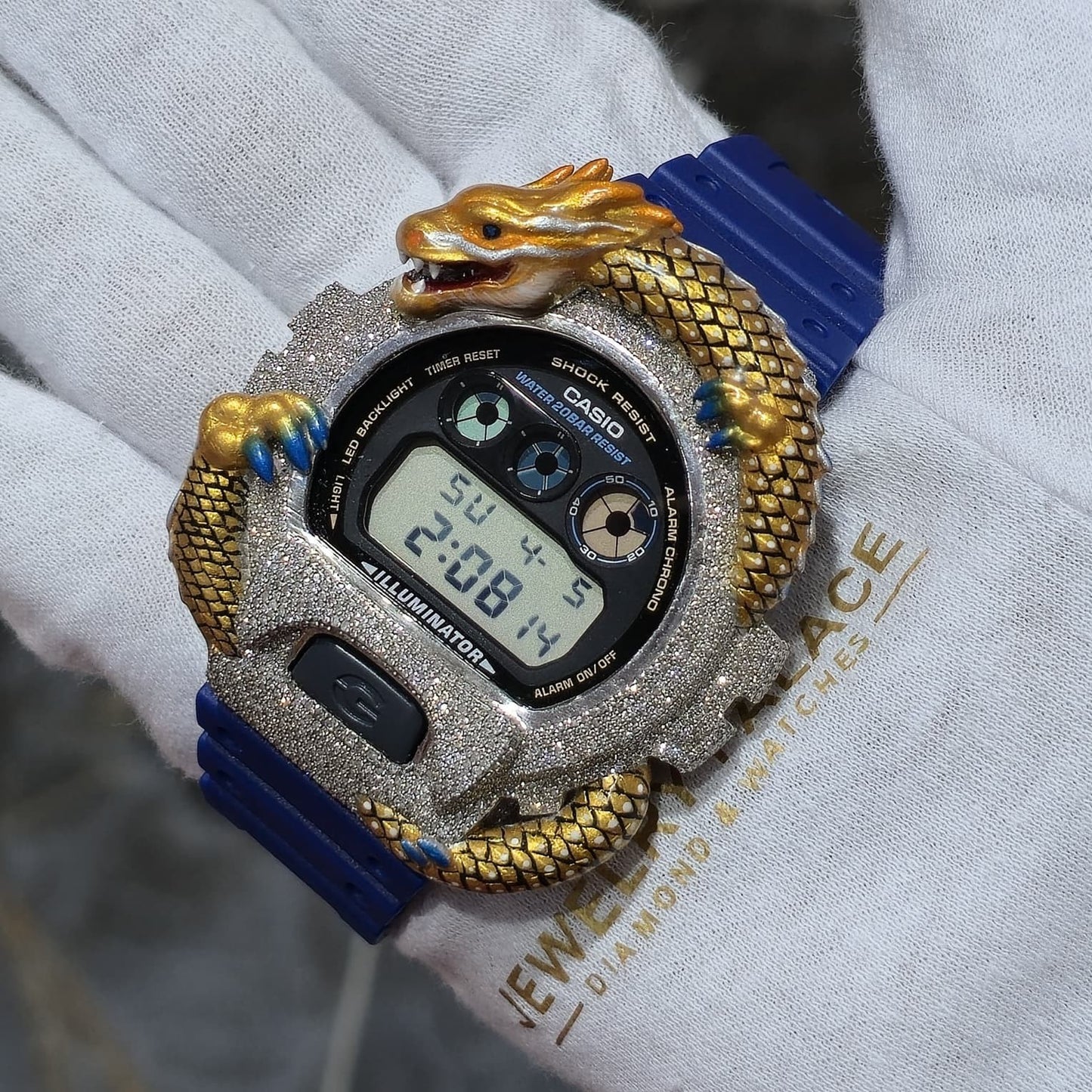 Casio G-Shock Dragon (Blue) 6900 Iced Out Diamond Watch 5 CTW