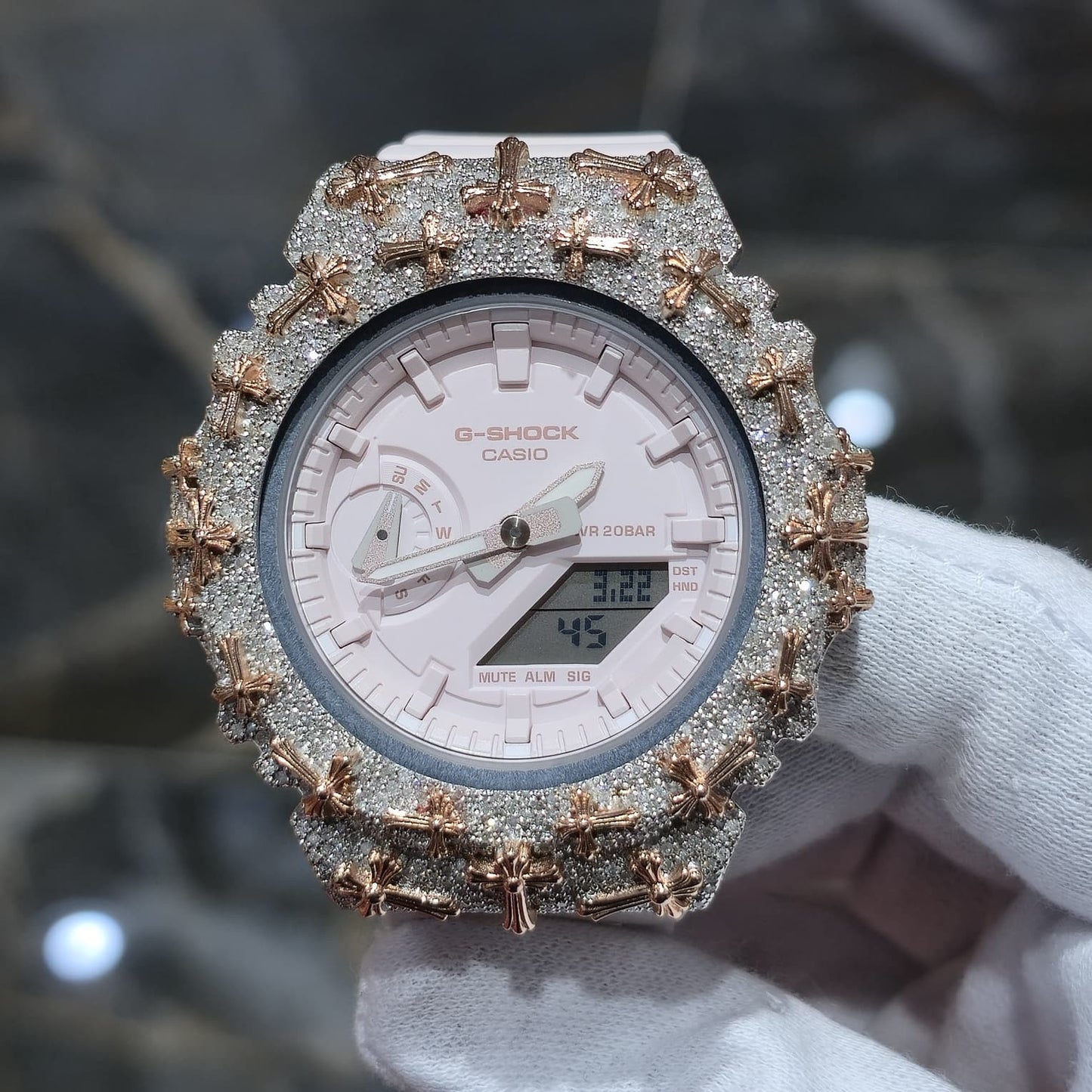 Authentic Diamond G-SHOCK GA-2100 Watch Cross Bezel | 5.00 CTW Natural Diamonds