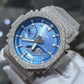 Casio G-Shock S2100  Iced Out Natural Diamond Watch 5CT | Blue Dial Clear Band