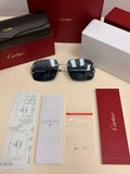 Cartier Big C Rimless Sunglasses Silver Frame Grey Lens Authentic w/ Box & Full