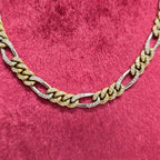 5MM 10K Two Tone Gold Figaro Chain 4.31CT Natural Diamond 20” White Yellow