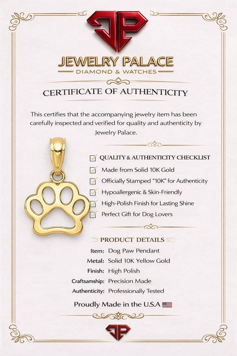 Real 10kt Yellow Gold Dog Paw Pendant
