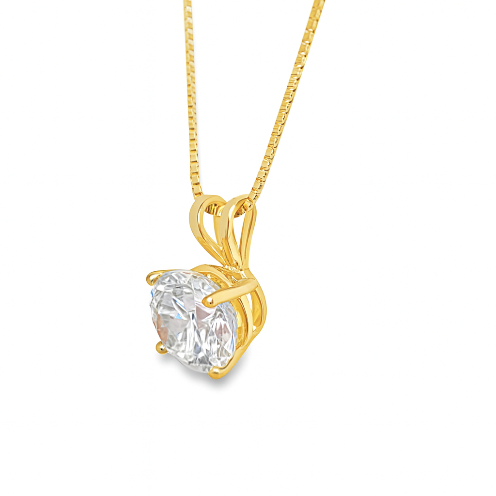1.00 E VVS1 ROUND CUT LAB-CREATED DIAMOND SOLITAIRE PENDANT 14k WG AND YG