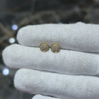 10K Gold Cluster Real Diamond Halo Round Studs Earrings .25ct 6.5mm Screwbac