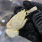 10K Gold 5.50ctw Diamond Praying Hands Pendant Iced Out Yellow Gold