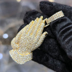 10K Gold 5.50ctw Diamond Praying Hands Pendant Iced Out Yellow Gold