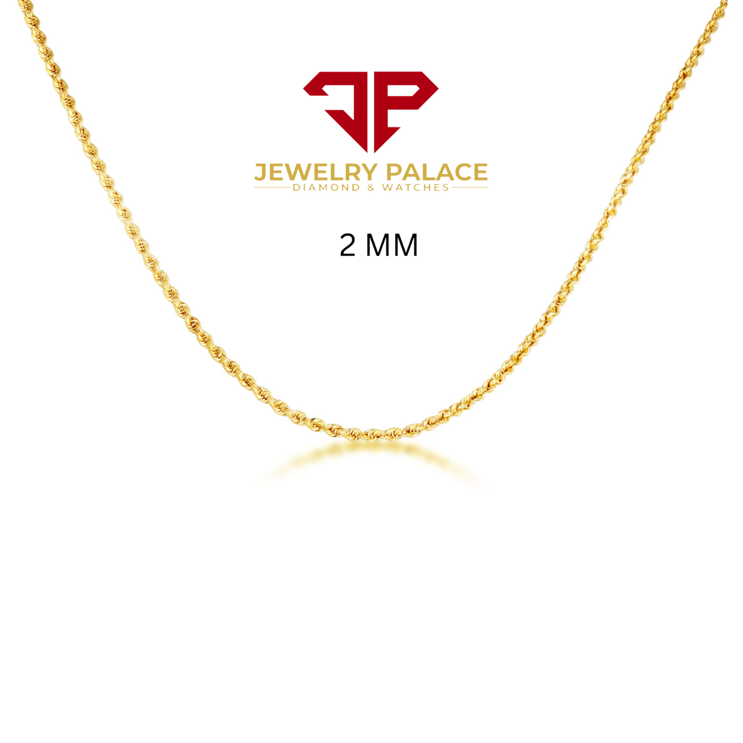 10K Yellow Gold 1mm-4mm Laser Diamond Cut Rope Chain Necklace Men Women 16"- 30"
