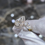 9.42CT Pear Lab Grown Diamond Engagement Ring | 14K Gold | E VVS2 | Halo 3-Stone