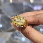 10K Solid Yellow Gold Last Supper Ring Cross Design Men’s Pinky Statement Ring