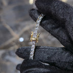 10K Yellow Gold Diamond Tennis Chain Necklace 3.3mm GH SI Men Women