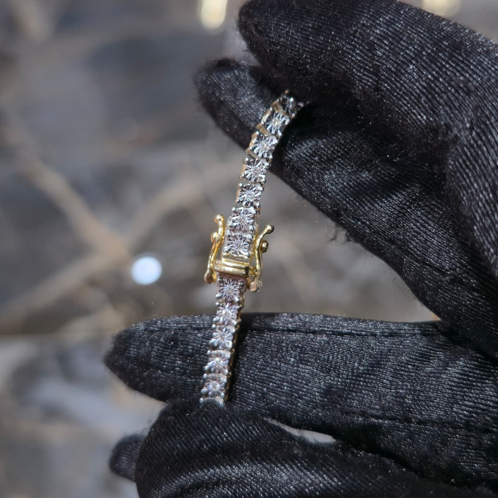 10K Yellow Gold Diamond Tennis Chain Necklace 3.3mm GH SI Men Women