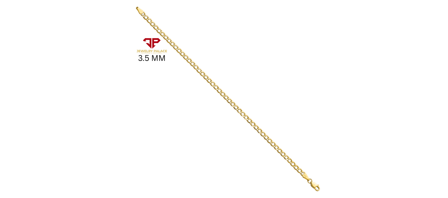 10K Yellow Gold Solid 2mm-6.5mm Curb Cuban Chain Link Necklace Bracelet 7"- 26"
