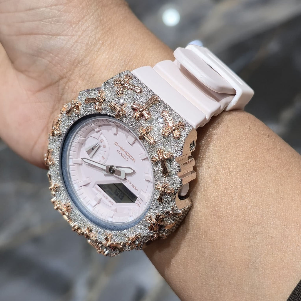 Authentic Diamond G-SHOCK GA-2100 Watch Cross Bezel | 5.00 CTW Natural Diamonds