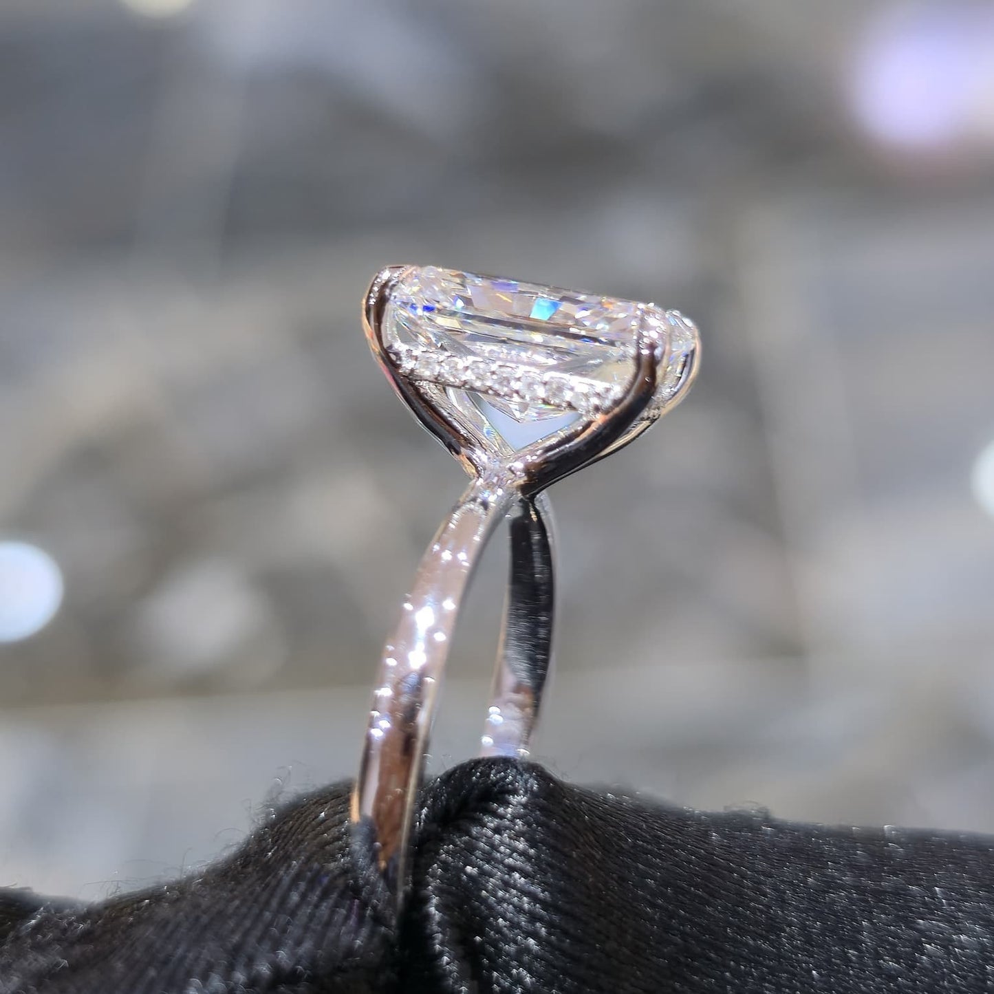 14K Gold 4.34ctw Lab Grown Diamond Radiant Ring E VS1 4.25ct Center Solitaire