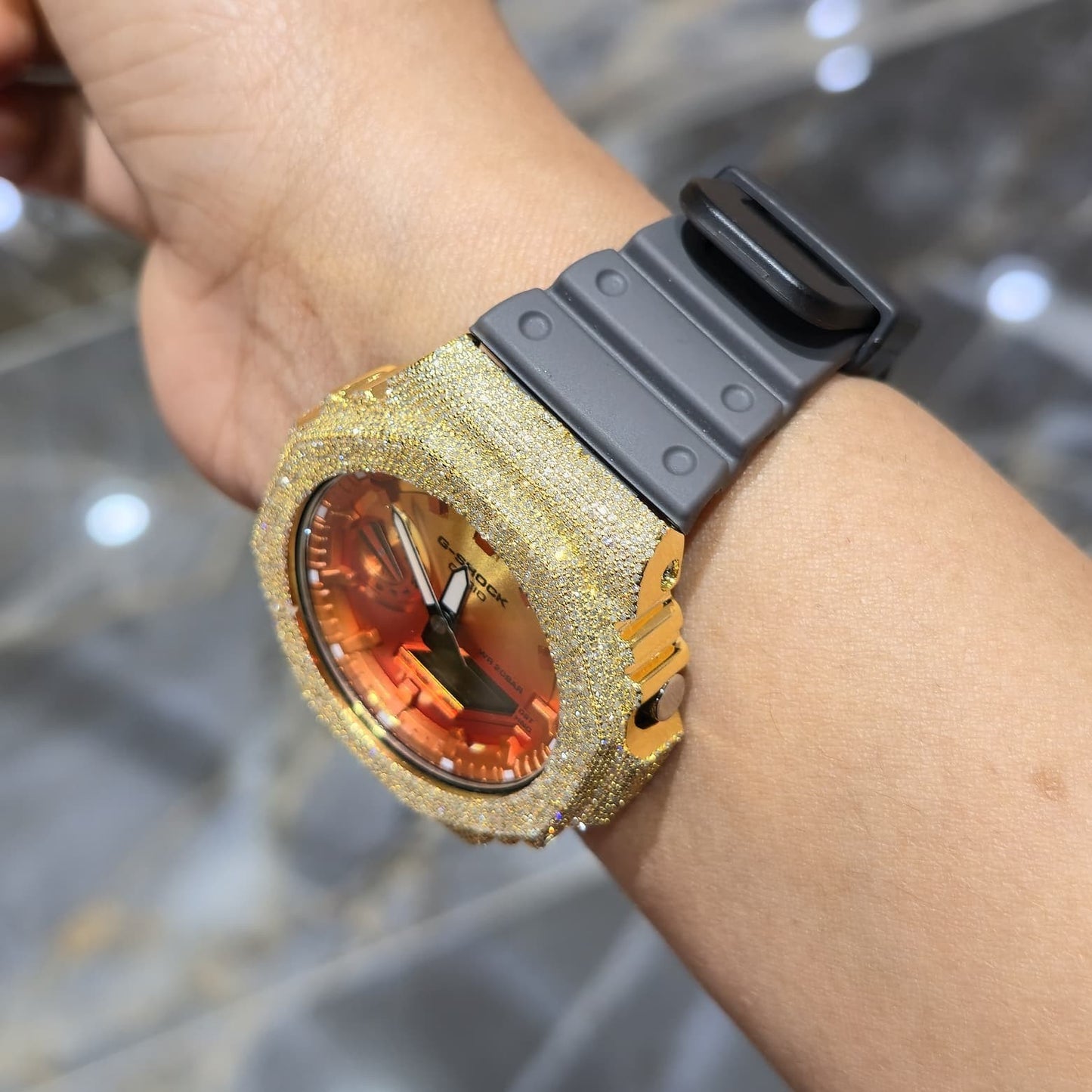 Casio G-Shock S2100  Iced Out Natural Diamond Watch 5CT | Inferno Dial