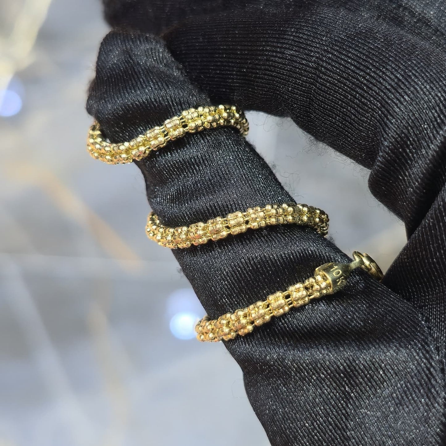10K Yellow Gold Diamond Cut Ice Chain Bracelet Women 8 Inch 3.20mm