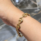 10K Yellow Gold Puff Heart Link Bracelet 8” – Classic Polished Heart Chain
