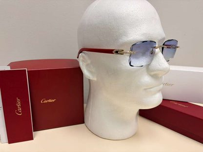 Men's Cartier Signature C 3.00ct Natural Diamond Woods & Lenses Sunglasses