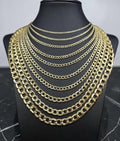 10K Yellow Gold Curb Cuban Necklace Bracelet Chain Real Gold 2mm-8mm 7"-30"