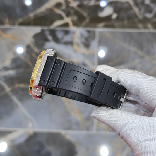 Casio G-Shock S2100  Iced Out Natural Diamond Watch 5CT | Gold Dial
