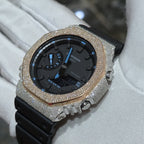 Casio G-Shock S2100  Iced Out Natural Diamond Watch 5CT | Black+ Blue MarkerDial