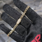 10K Yellow Gold Chino Link Chain Necklace Bracelet Set Mens 20" 7" 5mm CZ Clasp