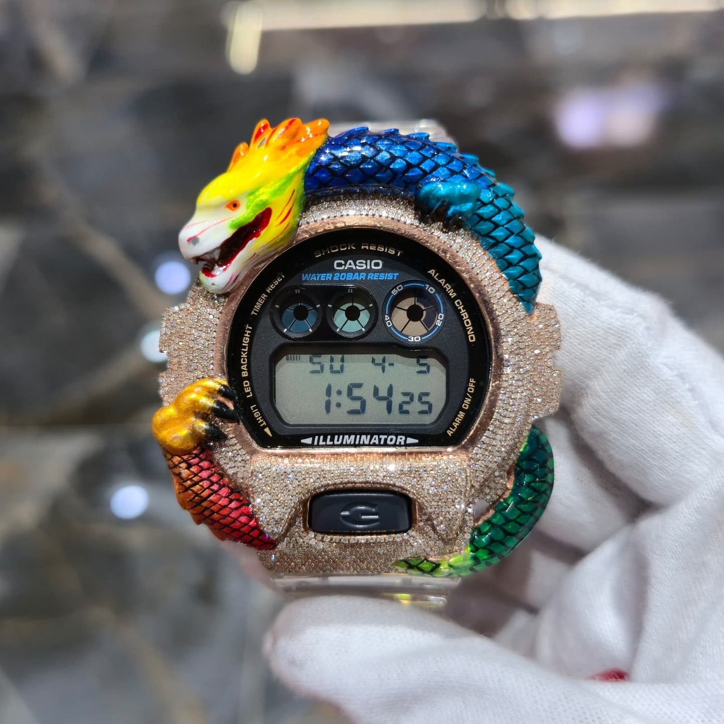 Casio G-Shock Dragon (Clear) 6900 Iced Out Diamond Watch 5 CTW