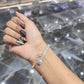1.38 CT Real Diamond Bangle Bracelet Rectangular Halo Baguette 5MM 7” Solid Gold