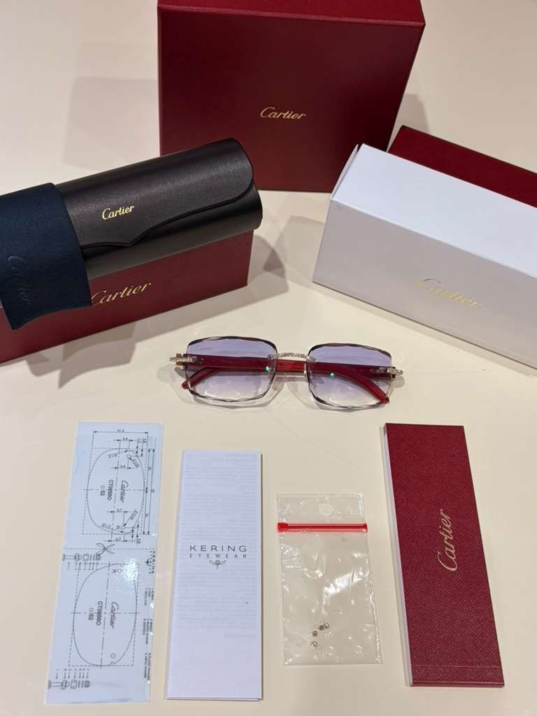 Men's Cartier Signature C 3.00ct Natural Diamond Woods & Lenses Sunglasses