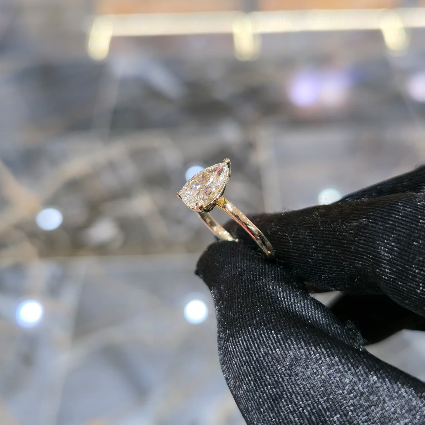 14K Gold 2.01ctw Lab Grown Diamond Pear Cut Ring F VS2 Solitaire Jewelry Palace